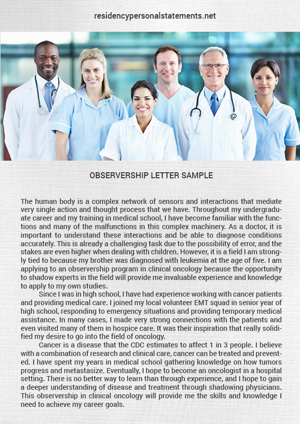 cover letter for medical observership