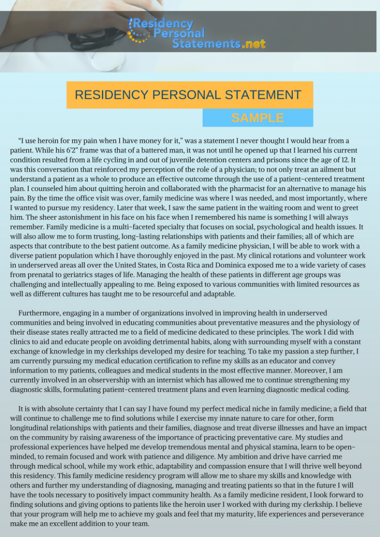 how to write a personal statement residency