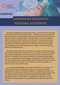 anesthesia residency personal statement sample